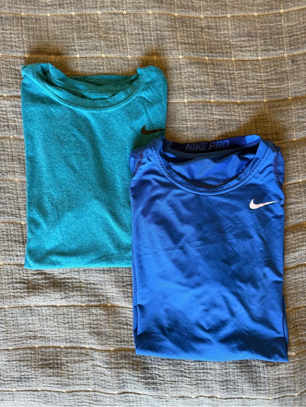 Nike Blue & Heathered Teal Shirts Dri-FIT